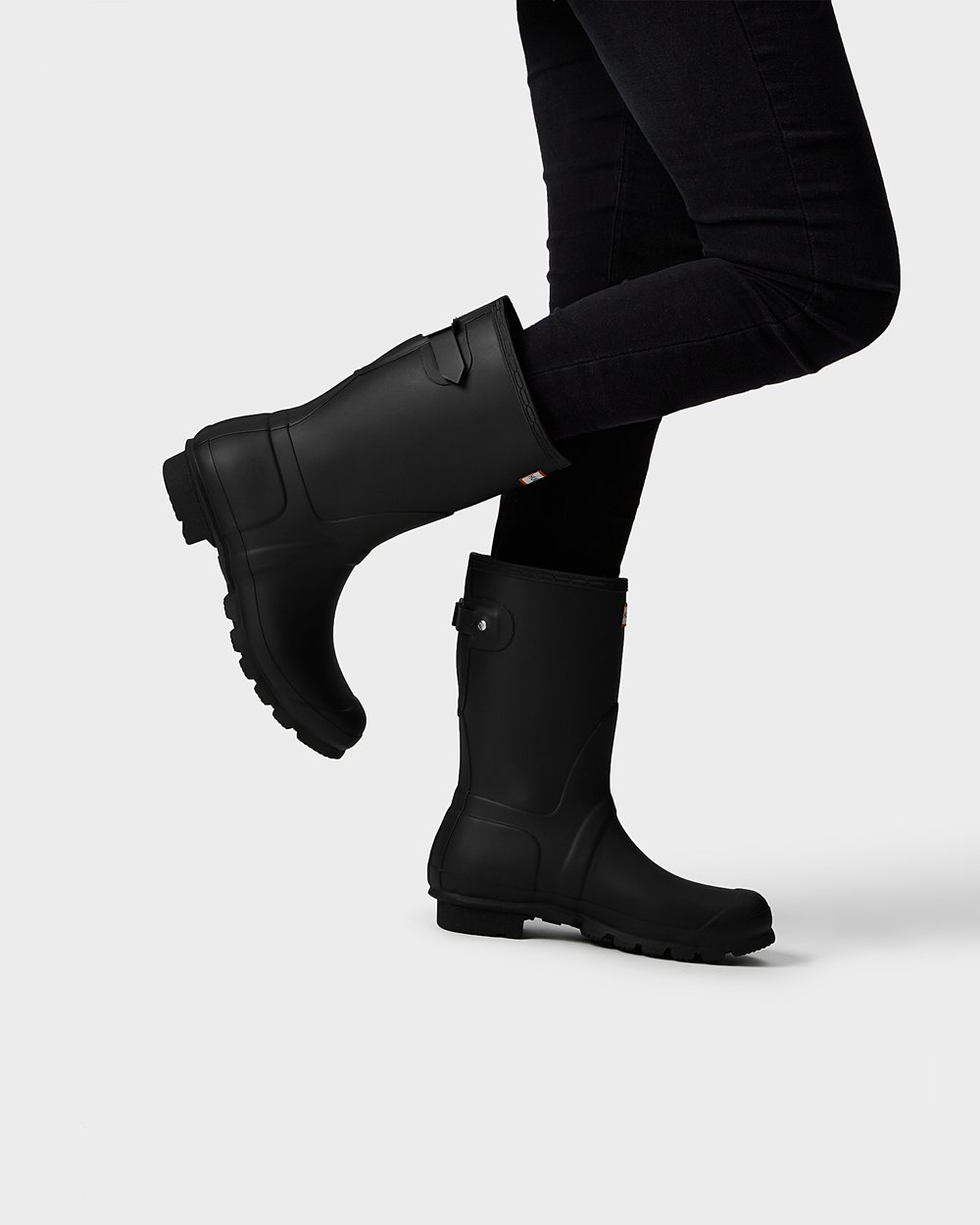 Bottes Courtes de Pluie Hunter Original Back Adjustable Femme Noir NPSVALM-13